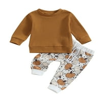 Jaweiwi Toddler Kids Girls Halloween Set za odjeću 2T 3T Solid Boja dugih rukava Pumpkin Ispis hlače za punjenje hlače