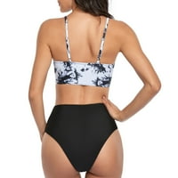 Ženski tank bikini klirens kupao je dva kupaće kostimu za ženske kupaće kostime Ljetna plaža odijelo seksi visokog struka brazilski bikini tie-dye cheeky black m