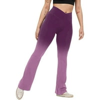 Ženske gradijentne tiske joge hlače čizme izrezane visoke struk vježbanje elastično ne-vidljivo kroz
