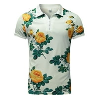 Muški havajski vintage majice dolje majice 80-ih zapadnu bluzu Boja blok šivanja rever gumb gore majica