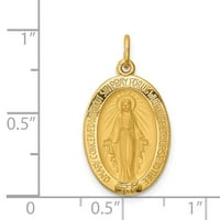 Jewels 14k žuti zlatni čvrsti polirani satenski ovalni čudesni medalji