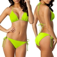 Kupaći kostimi Tankenis set za žene Čvrsta boja čipke up bikini dva kupaće kostimu veličine xl