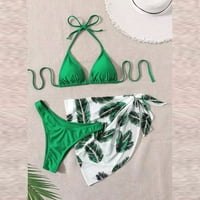 Ženski podmornica Bikini set kupaći kupaći kostim i prikrivanje suknje na plaži Solidni bikini bikini