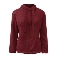 Ženske dukseve Trendy Trendy Solid V izrez Plišani pulover Labavi bluza s dugim rukavima Zima Zip Up