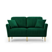 Kauč ​​za sjedenje kauča sa kaučem na leđima i sjedala, dva jastuka za bacanje, baršunasto zeleno