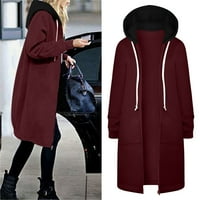IOPQO jakne za žene ženski topli patentni zatvarač otvoreni dukseri dugi kaput jakna gornja odjeća ženske