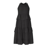 RUZIYOOG Ljetne haljine Modne žene Ljeto CASAUL Čvrsti kamis bez rukava od rukava od rukava mini haljina crne s