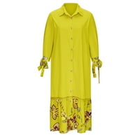 Homodles jesenska haljina za ženske tiskane splice žute veličine xxl