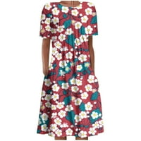 Ženska trendy Flowy Haljina Stilska odjeća za dame za dame cvjetno ispis Prevelike fit kratkih rukava