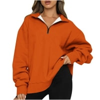 Fartey gromobrani danas Zip Up Dukseri za žene Jesen Solid Color patentni zatvarač reverl pulover košulje
