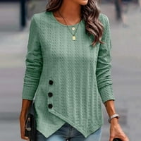 Ženska modna casual dugih rukava izrez s pune boje košulje s toplim titlim toplim bluza
