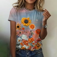 Prodaja Žene Ljetni vrhovi Cvjetni grafički graf Teen Grils Modna odjeća Crewneck Tee Majica Kratki