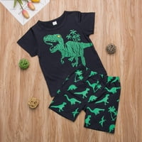 Caitzr Little Boys Ljeto odijelo Kratki rukav Okrugli vrat Dinosaur tiskane gornje kratke labave elastične pantalone