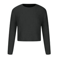 Viikei Womens Dukseri Cardigan džemperi za žene plus veličine Ženska modna i zima Casual Okrugli rukav na vratu Jednobojni džemper vrhovi bluza