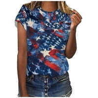 Ženska dnevna bluza Neodvisnost Kratki rukav Majice Četvrti jul Vrhovi Crewneck Tunika Turijsko za odmor Comfy majice Plava L