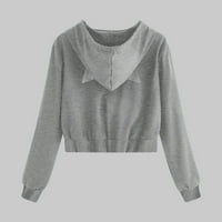 Mgoohoen obrežene dukseve za žene slatki duksevi patentni patentni dukseri pulover pulover s dugim rukavima sivi xl vrhovi dugih rukava