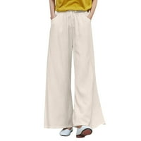 Duks žene Žene džep elastične prozračne pantalone labave pamučne i posteljine ženske hlače ženske hlače