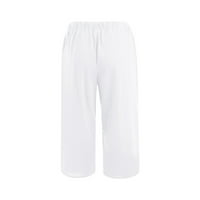 Azrian Womens Fals Modne hlače, modne žene Ljetne casual labave pantalone elastične struke Capris hlače bijele veličine u prodaji