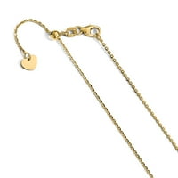 Čvrsta 14K žuta zlatna dijamantna ovalna ogrlica od otvorene veze Podesiva lanac - sa sigurnosnim kopčom