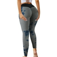 Joga hlače Ženska ruched guza podizajući visoke struk joga hlače rastezanje vježbanja nogavice plavo + xxl