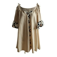 Luiyenes Fashion Veličina Print Leopard bluza plus ramena od ležerne ženske haljine za žensku žensku