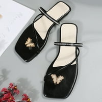 Zpanxa papuče za žene modni kvadratni toe butterfly thong rhinestone ravne sandale flip flops za žene
