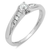 Dazzlingock kolekcija 0. Carat 10k okrugli dijamantski pasijans sa akcentima Bridal Angažman prsten