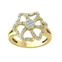 Araiya 14k žuti zlatni dijamantni prsten sa cvijećem, veličine 5