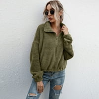 Tking modni ženski modni casual labavi dvostrani plišani rever kratki džemperski jakni - XL