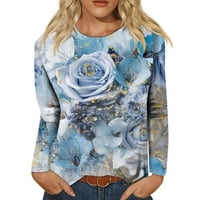 Bazyrey Clearence ženske vrhove dukserice Trendy s dugim rukavima cvjetni ispis labavi bluze okrugli