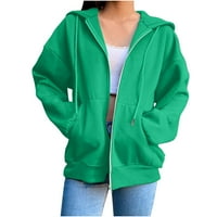 Zimske dukseve Oieyuz za žene za žene tinejdžerke sportski kaput sa džepom jednostavne jakne u boji
