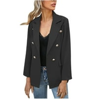 Mrat traper jakna za žene čvrste boje rever motociklske jakne kaput za kaput s kaputom dugih rukava