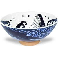 Mino Ware Japan Rice Bowl, Rice Ramen Noodle Soup Sarada Tjestenina, Val Whale Chawn, 17.5oz set od