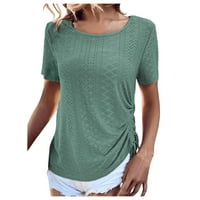 Klasična fit bluza za žene kratki rukav casual crewneck solid odlični vrhovi majica zelena l