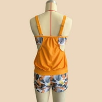 Ecqkame tankini kupaći kostim za žene Dvije kupaći kostim skromnim kupaćim kostimi sa šorc visokim strukom Ispišivanje plivanja kupaćih predmeta