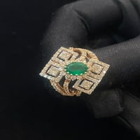 Pave 3. CTS okrugli sjajni rez dijamanti smaragdni koktel party prsten u znak Hallmark 14K ruža zlata