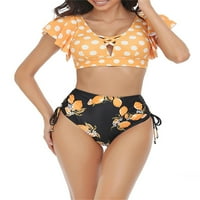 Lieramram djevojke kupaći kostimi za žene cvjetni voćni listovi tiskani let rukav bikini set mammy i