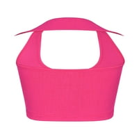 Wassery ženska ružičasta majica ljetni mini mršavi tenkovi na vrhu bez rukava u obliku vrata bez vrata