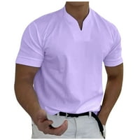 Klupbing majice za muškarce Čvrsto boje V rect muns clusy casual majica kratki rukav vrhom teretana za muškarce Loop Fit Ljetna radna odjeća Muškarci Light Purple XL