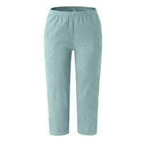 Ženske modne ležerne prilike pune boje casual labave pantalone ravne hlače Bifurcirane široke džepove
