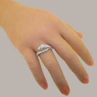 Britanci napravio je 10k bijeli zlatni sintetički kubični cirkonijski i prirodni smaragdni ženski prsten
