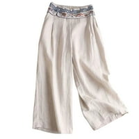 Charella ženska modna labava brisana sa širokim lukavima za noge Ležerne prilike solidne boje ženske hlače bež, m