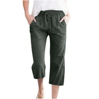 Xihbxyly posteljine za žene Ženske hlače Pamučne posteljine duge lounge hlače navlaka za navlake elastične struke hlače casual pantalone sa džepovima, zeleni, xxl Moje narudžbe postavljaju moj račun # 1