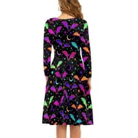 Binientyjerne šarene šišmice Ženske haljine haljine Tweres Flowy Lakweight grafički duljina dugih rukava