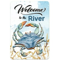 Dyenamic Art Dobrodošli u rijeku Plavi metalni znak Crab, 8x12