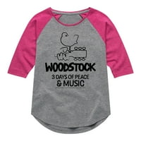 Woodstock - Dani mira i glazbe - Izvlačenje crteža - Djevojke i omladinske djevojke Raglan grafička