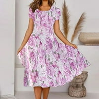 Zpanxa Ljetne haljine za žene modni casual ljetni okrugli vrat cvjetni haljina kratkih rukava haljina