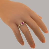 Britanska napravljena 10k ružičasto zlato prirodno rubin ženski godišnjički prsten - veličine opcija
