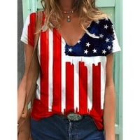 Ženske američke zastave Star Striped majice Summer Casual TEE 4. srpnja Grafičke majice