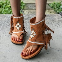 Lydiaunistar Ženske djevojke Retro boemske tasselne sandale Roman Beach Cipele čizme Brown 5.5